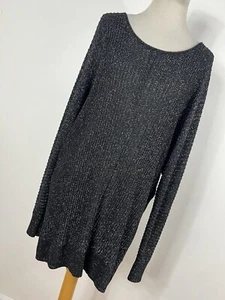 INC International Concepts XXL Sweater Black Silver Lightweight Scoop Neck F3 - Picture 1 of 6
