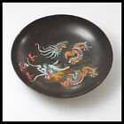 collectable old rare vintage Decorative Painted Dragon Black Mini Plate - China