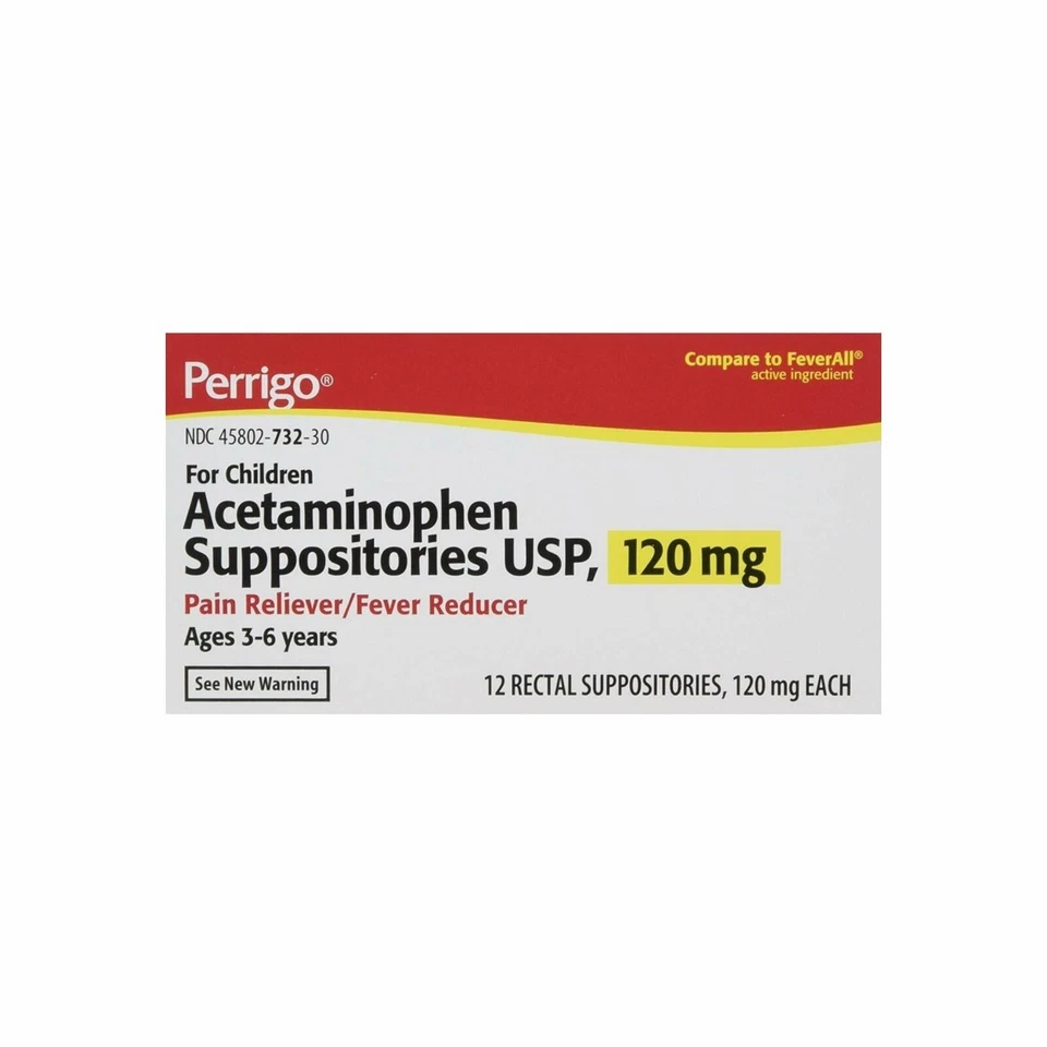 Perrigo Acetaminophen Rectal Suppositories USP Fever Treatment - NDC458020-732-30
