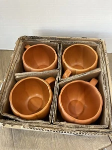 Pottery Barn Pumpkin Shaped SET OF 4 Stoneware Mug Orange Thanksgiving Fall NEW - Picture 1 of 3