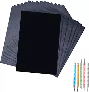 50 Hojas De Papel Carbon Negro Y 5 Estilografos Para Arte Y Manualidades - Imagen 1 de 12