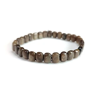 Brazalete elástico cojín zafiro chocolate marrón dorado 75,70 quilates 8*6 mm 7" - Imagen 1 de 4