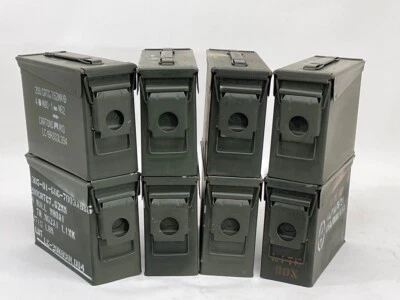 30 Cal Metal Ammo Can – Military Steel Box Ammo Storage - Used - 8 Pack - Image 1 of 4