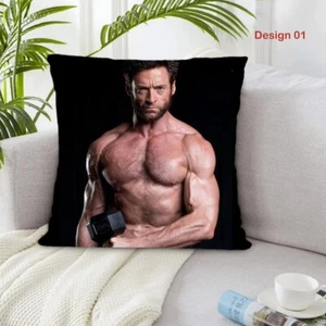 Funda de almohada Hugh Jackman regalo de cumpleaños mercancía Navidad fan art impresión recuerdos - Imagen 1 de 7