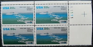 Saint St Lawrence Seaway 1984 MNH bloque de 4 sellos de 20¢ 25 aniversario #2091 - Imagen 1 de 4