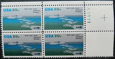 1984 SAINT ST LAWRENCE SEAWAY MNH Block of 4 x 20¢ STAMPS 25th Anniversary #2091 - Image 1 of 4