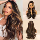 27' Long Wavy Highlight Brown Blonde Ombre Wig Synthetic Hair for Women Cosplay