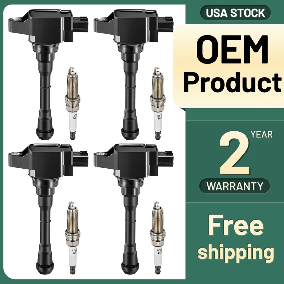 4Pcs UF659 Ignition Coil and Spark Plug Kit For 2011-2017 Nissan Juke 1.6L Turbo Foto 1 de 4