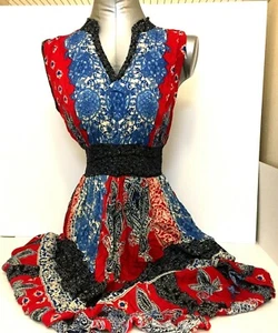Bila Damen ärmelloses Maxikleid rot & blau Gr. S Gummibund 100% Viskose - Bild 1 von 10