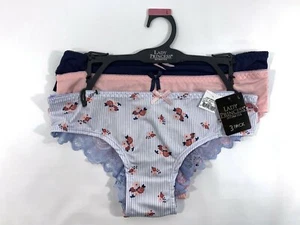 Lady Princess 3 pack Womens Panties Underwear Lace Back Floral Pink Solid Large - Picture 1 of 8