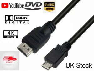 HDMI 1.4 Male Plug to Micro USB 2.0 Male-B Power Supply Connector Cable Lead  - Picture 1 of 1