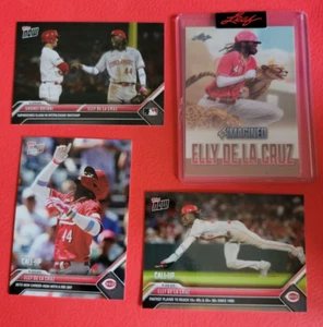 4 TARJETAS DE NOVATO ELLY DE LA CRUZ SHOHEI OHTANI 2023 TOPPS AHORA CINCINNATI ROJOS HOJA - Imagen 1 de 10