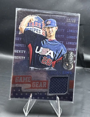 2015 Panini Stars and Stripes Game Gear Longevity /49 Lucas Sims #64 - Image 1 of 3