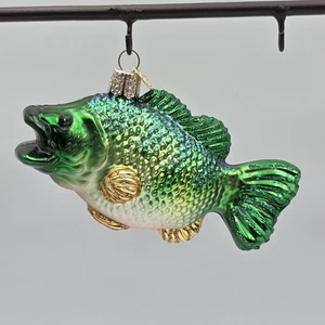 Adorno de vidrio soplado para pesca de lubina boca grande de Navidad del Viejo Mundo  - Imagen 1 de 4