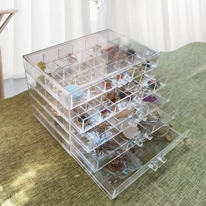 Acrylic Jewelry Box With 5 Drawers Earring Storage Box Clear Jewelry Box - Picture 1 of 7