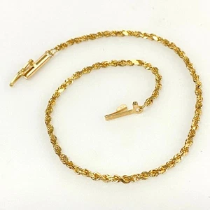 v177 Bracciale vintage in oro giallo 14 carati stile corda catena lungo 6,5" - Foto 1 di 3
