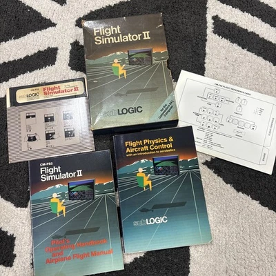 Nice Vintage 1984 Apple II IIe II+ SubLogic Flight Simulator II Disk & Manuals U - Image 1 of 4