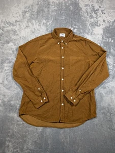 NN07 Camisa Para Hombres Grande Marrón Pana Con Botones Manga Larga Bolsillo Informal - Imagen 1 de 11