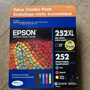 Epson Workforce Printer Ink Cartridges 252XL Black 252 C,M,Y Combo Pack EXP 2/26 - Picture 1 of 3