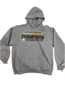 NFL Team apparel Pittsburgh Steelers Super Bowl champions, 2009 Gray Hoodie Sz L - Picture 1 of 13
