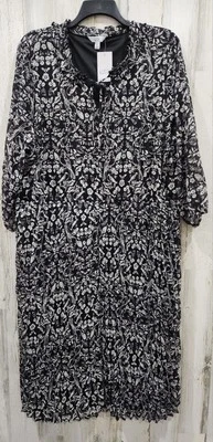 Vestido midi plisado cintura elástica manga 3/4 floral negro Croft & Barrow**NUEVO CON ETIQUETAS** Foto 1 de 4