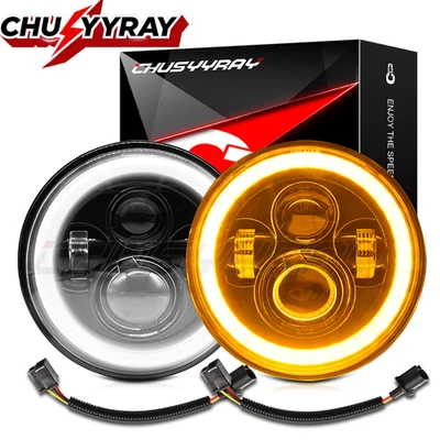 110W Pair 7"ROUND LED Headlights Hi/Lo Beam Fit Chevrolet Chevy Nova 1963-1978 A - Image 1 of 4