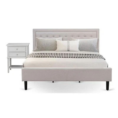 Juego de dormitorio East West Furniture 2 piezas madera king en beige niebla/gris urbano Foto 1 de 4