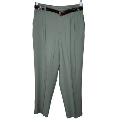 Kathy Lee Collection VTG Petite Sage Green Pleated Front Trousers Belt Size 16 - Image 1 of 4