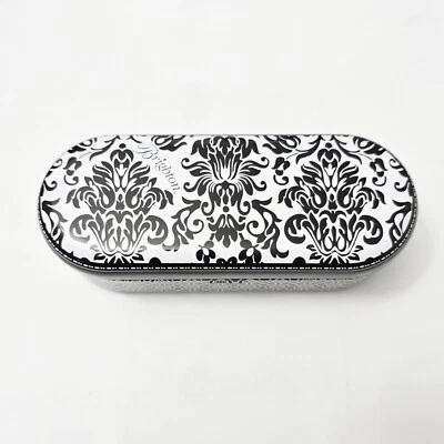 Gafas de sol Brighton estuche rígido de metal estaño floral negro blanco 6" x 2,5" Foto 1 de 4