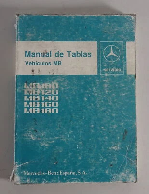Manual De Tablas Mercedes Benz Transporter MB 100 / 120 / 140 / 160 / 180 | 1987 - Imagen 1 de 4