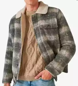 LUCKY BRAND MEN'S FAUX SHEARLING LINED TRUCKER JACKET- LARGE - OUTDOOR GRAY - Picture 1 of 8