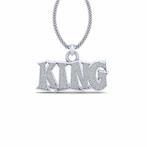 Diamond Iced Out King Pendant for Men Icy Bling Rapper Hip Hop Jewelry Luxury - Picture 1 of 5