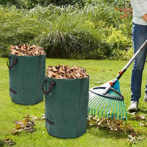 Paquete de 2 bolsas de residuos de hojas de 400L/106 galones de patio-bolsa de almacenamiento bolsas de jardín para césped reutilizables - Imagen 1 de 24