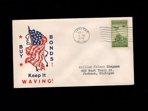 WWII Patriotic Flag Keep It Waving VJ DAY Jackson Michigan Sep 2 1945 Cover 5o - Picture 1 of 1