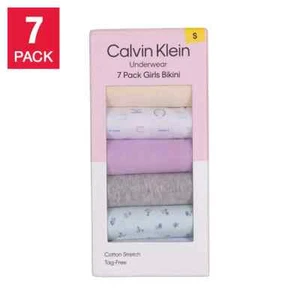 Calvin Klein Girls’ Bikini Underwear Cotton Stretch Tag-Free, 7-pack - Picture 1 of 5