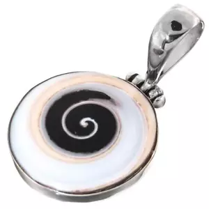 "Ciondolo Sterling Argento 925 Esotico Spirale Shiwa Conchiglia Conchiglia Sterling, 1 3/8" - Foto 1 di 3