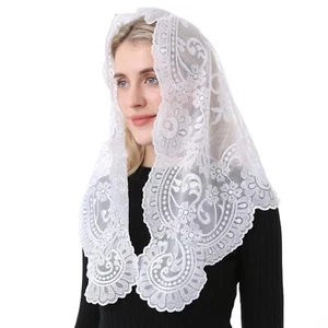 Catholic Veil Embroidery Lace Scarf Church Chapel Veil for Latin Mass Service - Picture 1 of 7
