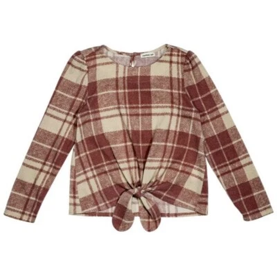 Top grande con corbata delantera Hachi manga larga para niñas Monteau nuevo con etiquetas rosa marfil Foto 1 de 4