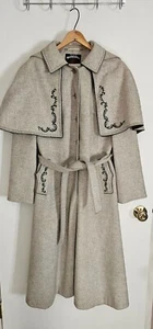 Coat - Vintage Grey Wolfstaedter Loden Wool Maxi–EU 44(US-12) w/Detachable Hood - Picture 1 of 18
