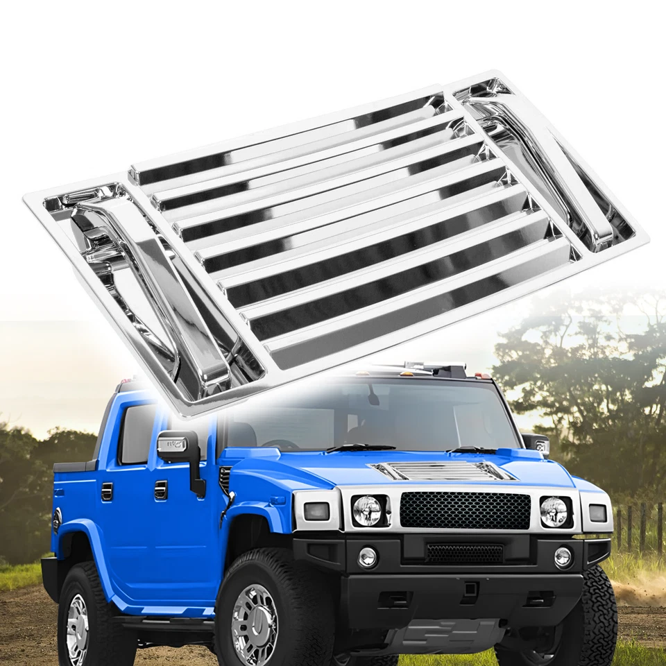 For 2003-2009 Hummer H2 Chrome Hood Deck Vent Panel Grille with handle covers Foto 1 de 4