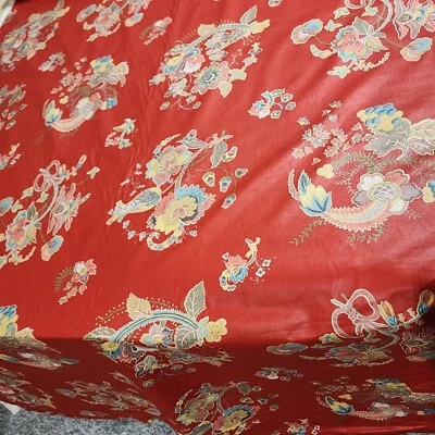 Tela para cortinas 5Y Passage To India P Kaufman 55W rojo naranja floral #0091 Foto 1 de 4