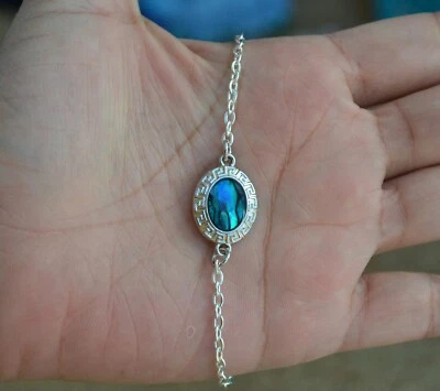 Handmade Natural Oval abalone shell silver Plated chain Bracelet - Image 1 of 4