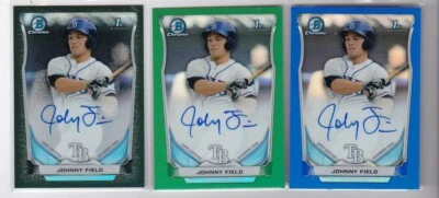 JOHNNY FIELD 2014 Bowman Chrome RC Lot of 3 Autographed Refractors #BCAP-JF #/15 - Image 1 of 4
