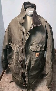 Carhartt C26 MOS Traditional Chore Coat Vintage Moss Green Arctic Jacket 2 XL - Picture 1 of 12