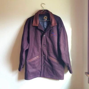 Vintage Dehen Wool and Leather Satin Lined Chore Work Coat / Insulated / Large - Picture 1 of 8