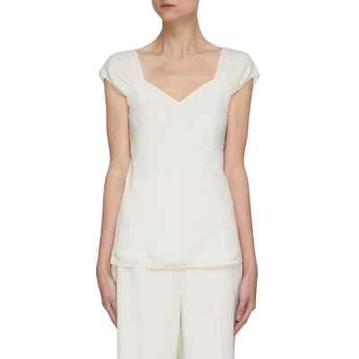 Theory Women's Ruched Sleeveless Top Sz S NWT 298 Off White IRRG - Image 1 of 4