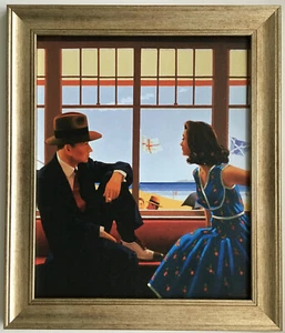 Edith and the Kingpin by Jack Vettriano Framed Canvas Effect Print 51cm x 43cm - Picture 1 of 4