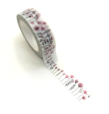 Cinta Washi Rosa Flor Primavera Planificadores Florales Diario Álbum de Recortes Fabricación de Tarjetas Foto 1 de 3