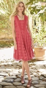 Sundance Romantic Gesture Dress Size 6 Coral Pink Sleeveless Embroidered Lace - Picture 1 of 12
