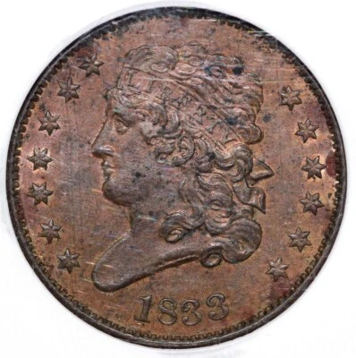 1833 1/2c C-1 Classic Head Half Cent NGC MS 61 BN - Image 1 of 4